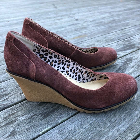 New NWT Kelsi Dagger Brown Suede Rubber Slip On Wedges 7M - Picture 4 of 13